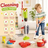 30PCS Kids Toys Cleaning Set with Battery Powered Vacuum Cleaner Broom Mop Dustpan Accessories Pretend Role Play Preschool Education Learning Activity