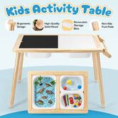 Wooden Kids Table Sand Water Play Childrens Montessori Sensory Activity Centre Study Desk Furniture Drawing Craft Chalkboard Whiteboard Storage Bins