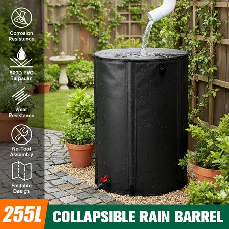 255L Water Tank Barrel Rainwater Storage Collection System Portable Collapsible Bucket Container Catcher Caravan Hydroponic Outdoor Garden Harvesting