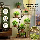 7 Tiered Plant Stand with LED Grow Lights Timer Adjustable Brightness 1.2m Tall Indoor Metal Corner Flower Pot Holder Shelf Rack Storage Display Unit
