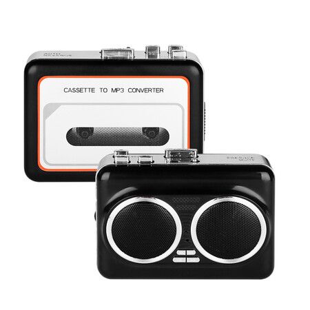 Cassette Tape Player, Portable Cassette to Digital Converter USB Cassette to MP3 Converter with 3.5mm Headphone Jack (Black)