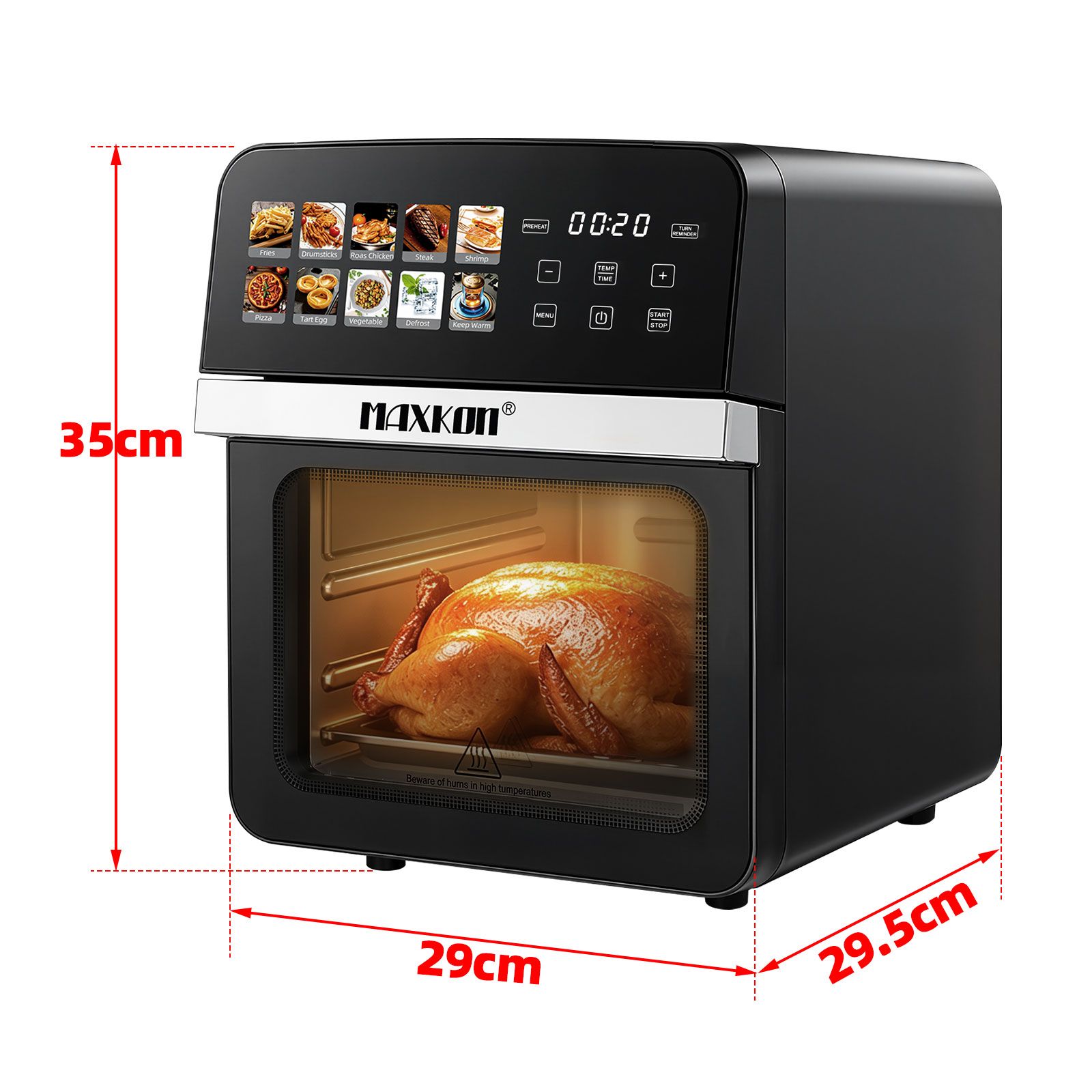 Maxkon 10L Digital Air Fryer Toaster 10 in 1 Countertop Cooker Convection Oven Roaster Baker Keep Warm LED Touch Screen Kitchen Appliance 1800W 2 Trays