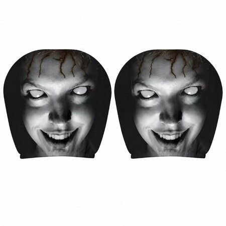 2 Pack Scary Headrest Covers for Cars,Upgraded Snug Fit Car Headrest Cover,Breathable Polyester Spooky Ghost Face Auto Seat Protector