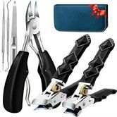 Toenail Clipper Set for Thick Nails, Ultra Sharp Cutter with Nail Catcher, Portable Pedicure Care Kit with Storage Case, Gift for Men Women Seniors