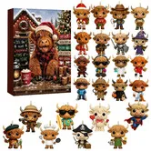 Highland Cow Advent Calendar 2026 With 24 Mini Cow Ornaments Christmas Countdown Calendar For Tree Hanging Home Holiday Decoration