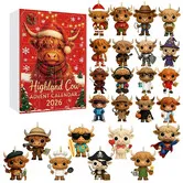 Highland Cow Advent Calendar 2026 With 24 Mini Cow Ornaments Christmas Countdown Calendar For Tree Hanging Home Holiday Decoration