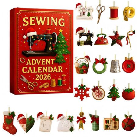 2026 Sewing Advent Calendar With 24 Sewing Themed Ornaments Christmas Countdown Calendar For Sewists Crafters And Holiday Decoration