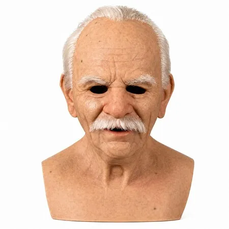 Realistic Old Man Mask,Elderly Grandpa Full Head Halloween Costume Mask for Cosplay and Costume Party