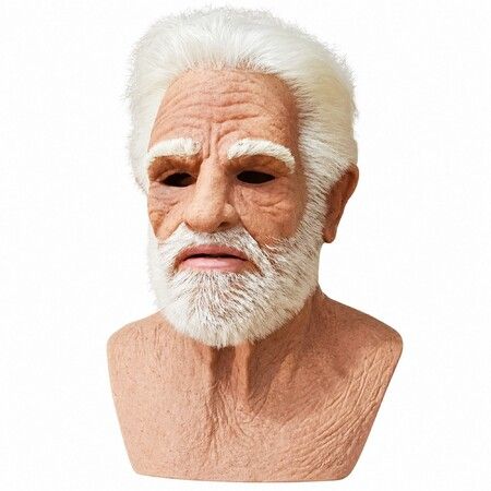 Realistic Old Man Mask,Elderly Grandpa Full Head Halloween Costume Mask for Cosplay and Costume Party