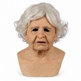 Realistic Old Woman Mask,Elderly Grandma Full Head Halloween Costume Mask for Cosplay and Costume Party