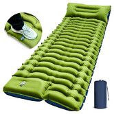 Camping Sleeping Pad, Ultralight Camping Mat with Pillow Built in Foot Pump Inflatable Sleeping Pads Compact for Camping Hiking Traveling, Geen