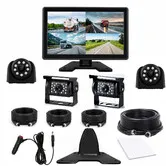 10.1Inch 4 Wired Backup Camera System 4K Touchscreen  BSD AHD Rear Cameras IP69K Waterproof Dustproof Infrared For Tractor Truck Trailer 32G SD card