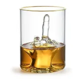 370ml Middle Finger Funny Whiskey Glass, Premium Up Yours Funny Glass for Whiskey, Liquor, Luxurious Gold Rim, Home Bar Accessories