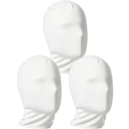 3 Pieces Full Face Mask,Stretchy Faceless Cloth Masks, Statue Inflatable Costume Accessory White