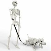 Lighted Human Dog Skeleton Halloween Decorations Outdoor Indoor 36 Inch Realistic Full Body Movable Posable Skeleton Spooky Halloween Decor