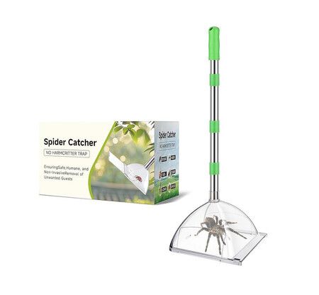 32 Inch Extendable Spider Catcher, Stainless Steel Long Handle Contact Free Insect Catcher, Humane Pest Removal Tool for Indoor & Outdoor Use