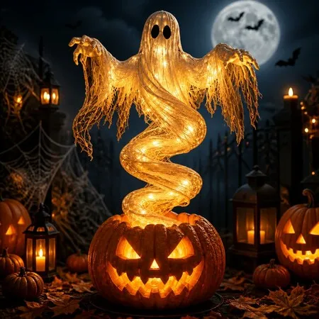 Halloween Swirling Ghost Pumpkin Light,2026 Outdoor Yard Decoration for Porch