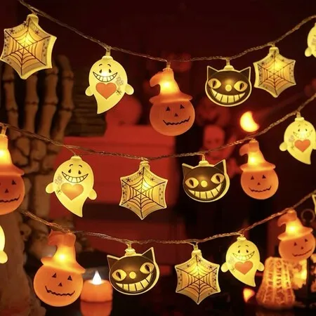 Halloween String Lights, 10FT 20 LED Halloween Fairy Lights Decor, Halloween Lights Decorations Battery Operated with Timer and 8 Flash Modes