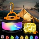 Camping String Lights, Retractable 10Meters Rechargeable Fairy Light, Quick Storage RGB Flash Lamp Outdoor Waterproof for Outside Tent, Black