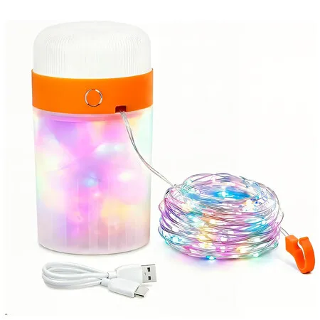 Camping String Lights, 4 in 1 Rechargeable Tent Lights String, Hanging Waterproof Portable LED Lamp for Outdoor Patio Awning Garden Party Essentials