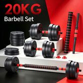 20kg Dumbbell Barbell Set Connector Bar Home Exercise Gym Free Weights Adjustable Weight Plates for Weightlifting Strength Training Fitness Workouts