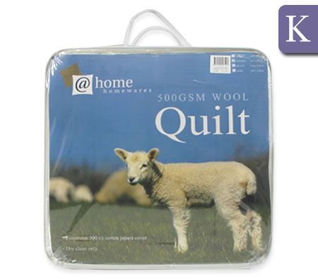Living At Home 500gsm Wool Quilt with Cotton Japara Cover - King