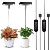 Grow Lights for Indoor Plants Small Potted Full Spectrum,Auto 3/9/12H Timer,10-Level Dimming & Adjustable Height (Black,2 Pack)