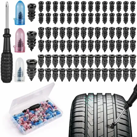 85 Piece Tyre Repair Kit Heavy Duty Tubeless Puncture Repair Tool Set for Car Motorcycle Truck Tractor SUV ATV
