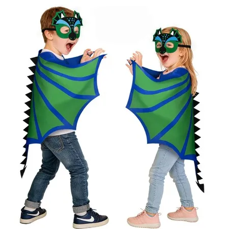 Kids Dinosaur Dragon Wings Costume with Mask and Dragon Cape Green Halloween Fancy Dress Cosplay for Ages 5 to 8