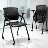 Wheeled Folding Office Chair Ergonomic Nesting Metal Frame Computer Desk Seating Armrest Conference Meeting Training Dining Room Reception Guest 200kg