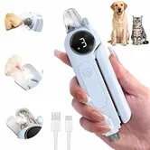 2 in 1 Electric Pet Nail Clipper and Grinder with Light, 3-Speed Grinder Nail Clipping Splash Guard, Quiet Electric Nail Trimmer for Dogs Cats (Blue)