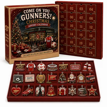 Team ARSENAL  Christmas Advent Calendar 2026 Blind Box Countdown  2D Acrylic Christmas Tree ornaments Surprise Figures Holiday Decoration for Family Fun