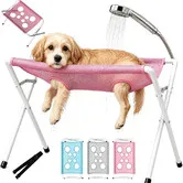 Pet Dog Bath Hammock,Cat Shower Grooming Table Hammock with Foldable Stand Pink