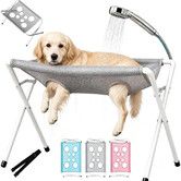 Pet Dog Bath Hammock,Cat Shower Grooming Table Hammock with Foldable Stand Grey