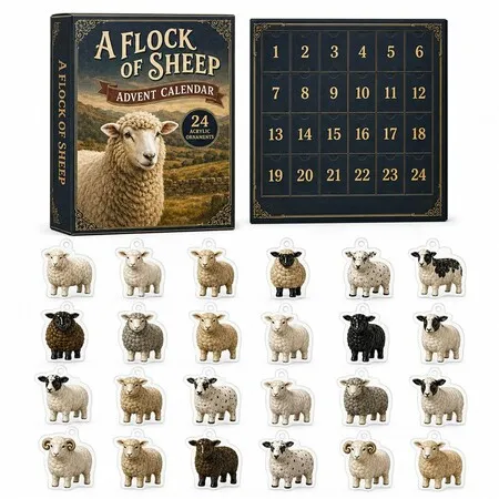 A Flock of Sheep Farm Christmas Advent Calendar 2026 Blind Box Countdown  2D Acrylic Christmas Tree ornaments Surprise Figures Holiday Decoration