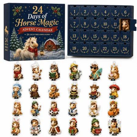 Horse Magic  Christmas Advent Calendar 2026 Blind Box Countdown  2D Acrylic Christmas Tree ornaments Surprise Figures Holiday Decoration