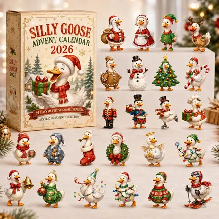 Silly Goose Farm Christmas Advent Calendar 2026 Blind Box Countdown  2D Acrylic Christmas Tree ornaments Surprise Figures Holiday Decoration