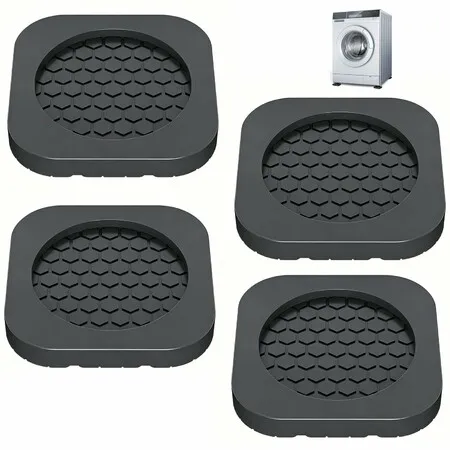 4 Pack Anti Vibration Pads for Washing Machine Dryer Shock Absorbing Non Slip Rubber Feet Noise Reduction Floor Protection Black