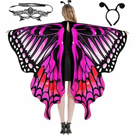 Kids 136x109cm Butterfly Wings Creative Butterfly Fairy Costume Cape Halloween Party Masquerade Fairy Cosplay Dress Up Photo Booth Props Festival