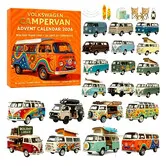 Volkswagen Campervan Advent Calendar 2026, 24 Day Christmas Countdown Calendar 2D Acrylic Volkswagen Campervan Ornament Collectibles Christmas Gift