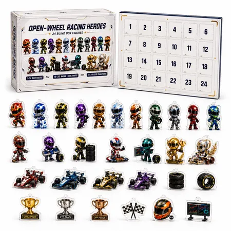 RACE HEROES CARS 24DAYS Christmas Advent Calendar 2026 Blind Box Countdown  2D Acrylic Christmas Tree ornaments Surprise Figures Holiday Decoration