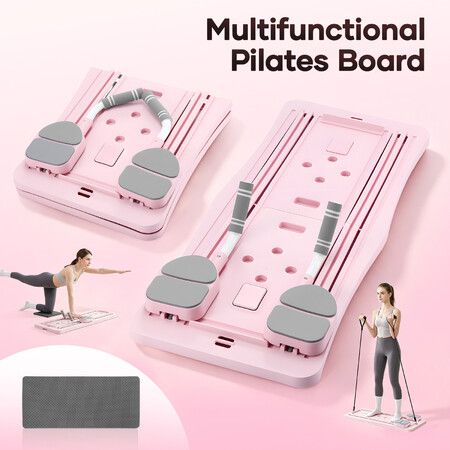 Pilates Board Resistance Bands Reformer Home Gym Trainer Ab Workout Push Up Slide Station Abdominal Core Strength Exercise Foldable Fitness Equipment