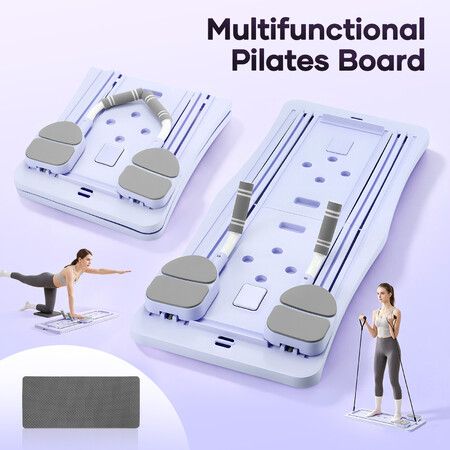 Pilates Board Reformer Resistance Bands Set Abdominal Core Strength Exercise Home Ab Workout Push Up Slide Station Foldable Fitness Trainer Equipment