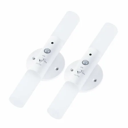 2 Pack LED Motion Sensor Lights Battery Operated Wall Sconces Rechargeable Light Magnetic 360 Degree Rotation Lamps for Gallery Stairway Bedroom (White)