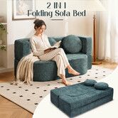 2-in-1 Sofa Bed Convertible Folding Floor Couch Loveseat Lounge Chair Sleeper Chaise Mattress Comfortable Armchair for Guest Living Room Kids Playroom