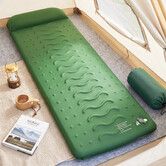 Camping Sleeping Pad Mattress Airbed Inflatable Memory Foam Portable Single Mat with Built-in Foot Pump & Pillow for Backpacking Hiking Traveling Tent