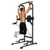 Power Tower Stand Pull Up Bar Dip Station Resistance Bands Suspension Straps Home Gym Strength Training Rack Exercise Fitness Equipment 300kg Steel