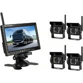 Wireless Backup Camera System with 7 Inch LCD Monitor and 4 Rearview Cameras for Trailer RV Camper, Support DIY Parking Line BSD Image Flip IR Night Vision