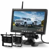 Wireless Backup Camera System with 7 Inch LCD Monitor and 2 Rearview Cameras for Trailer RV Camper, Support DIY Parking Line BSD Image Flip IR Night Vision