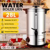 Maxkon 28L Electric Stainless Steel Water Urn Hot Boiler Catering Dispenser Tea Coffee Pot Commercial Kettle Percolator Single Wall Thermostat Keep Warm